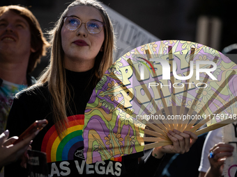 Hundreds demonstrate outside The Heritage Foundation for reproductive rights following the election of Donald Trump to be the next President...