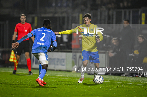 RKC defender Luuk Wouters plays during the match between RKC and NEC at the Mandemakers Stadium in Waalwijk, Netherlands, on November 9, 202...