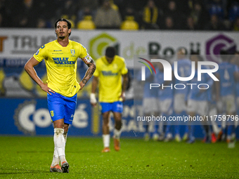 RKC forward Oskar Zawada feels disappointed after NEC scores a goal during the match between RKC and NEC at the Mandemakers Stadium in Waalw...