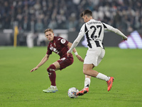 Andrea Cambiaso participates in the Serie A 2024-2025 match between Juventus and Torino in Turin, Italy, on November 9, 2024. (