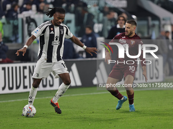 Khephren Thuram participates in the Serie A 2024-2025 match between Juventus and Torino in Turin, Italy, on November 9, 2024. (