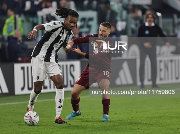 Khephren Thuram participates in the Serie A 2024-2025 match between Juventus and Torino in Turin, Italy, on November 9, 2024. 