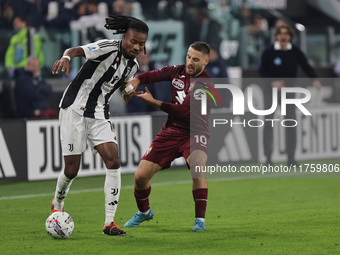 Khephren Thuram participates in the Serie A 2024-2025 match between Juventus and Torino in Turin, Italy, on November 9, 2024. (