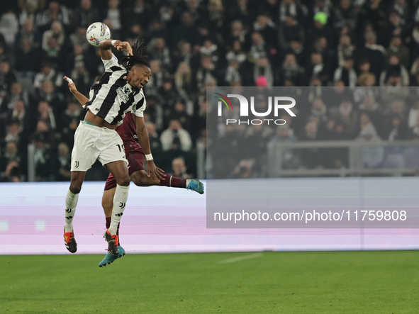 Khephren Thuram participates in the Serie A 2024-2025 match between Juventus and Torino in Turin, Italy, on November 9, 2024. 