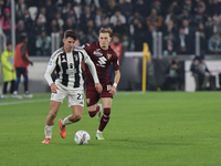 Andrea Cambiaso participates in the Serie A 2024-2025 match between Juventus and Torino in Turin, Italy, on November 9, 2024. (