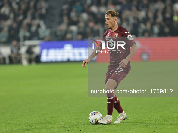 Mergim Vojvoda participates in the Serie A 2024-2025 match between Juventus and Torino in Turin, Italy, on November 9, 2024. 