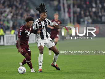 Valentino Lazaro participates in the Serie A 2024-2025 match between Juventus and Torino in Turin, Italy, on November 9, 2024. (