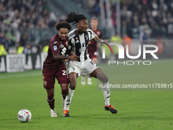 Valentino Lazaro participates in the Serie A 2024-2025 match between Juventus and Torino in Turin, Italy, on November 9, 2024. (