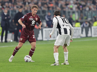 Mergim Vojvoda participates in the Serie A 2024-2025 match between Juventus and Torino in Turin, Italy, on November 9, 2024. (