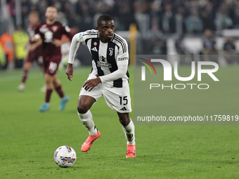 Pierre Kalulu during the Serie A 2024-2025 match between Juventus and Torino in Turin, Italy, on November 9, 2024 (