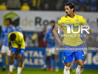 RKC forward Oskar Zawada feels disappointed after NEC scores a goal during the match between RKC and NEC at the Mandemakers Stadium in Waalw...