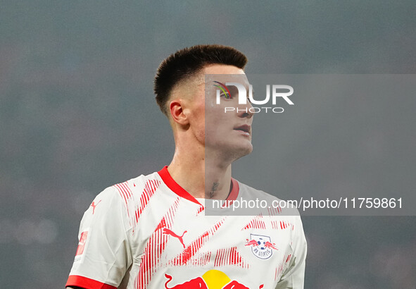 Benjamin Sesko of Leipzig  looks on during the Bundesliga match between RB Leipzig and Borussia Mönchengladbach at Red Bull arena, Leipzig,...