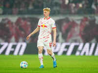 Nicolas Seiwald of Leipzig  controls the ball during the Bundesliga match between RB Leipzig and Borussia Mönchengladbach at Red Bull arena,...