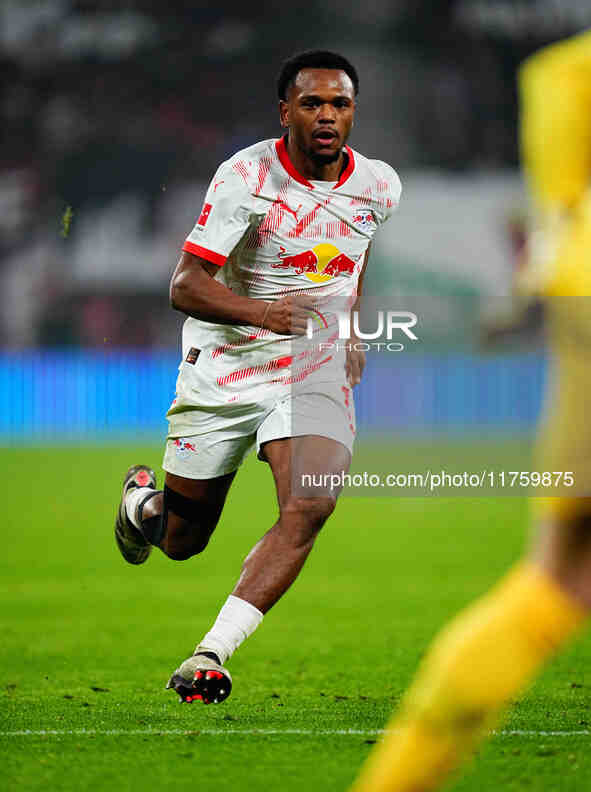 Lois Openda of Leipzig  looks on during the Bundesliga match between RB Leipzig and Borussia Mönchengladbach at Red Bull arena, Leipzig, Ger...