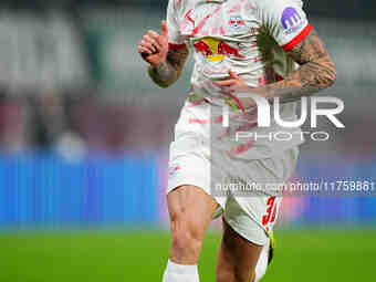 Benjamin Sesko of Leipzig  looks on during the Bundesliga match between RB Leipzig and Borussia Mönchengladbach at Red Bull arena, Leipzig,...