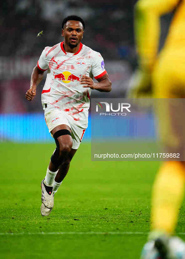 Lois Openda of Leipzig  looks on during the Bundesliga match between RB Leipzig and Borussia Mönchengladbach at Red Bull arena, Leipzig, Ger...