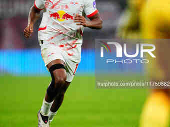 Lois Openda of Leipzig  looks on during the Bundesliga match between RB Leipzig and Borussia Mönchengladbach at Red Bull arena, Leipzig, Ger...