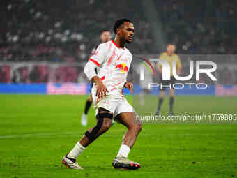 Lois Openda of Leipzig  looks on during the Bundesliga match between RB Leipzig and Borussia Mönchengladbach at Red Bull arena, Leipzig, Ger...