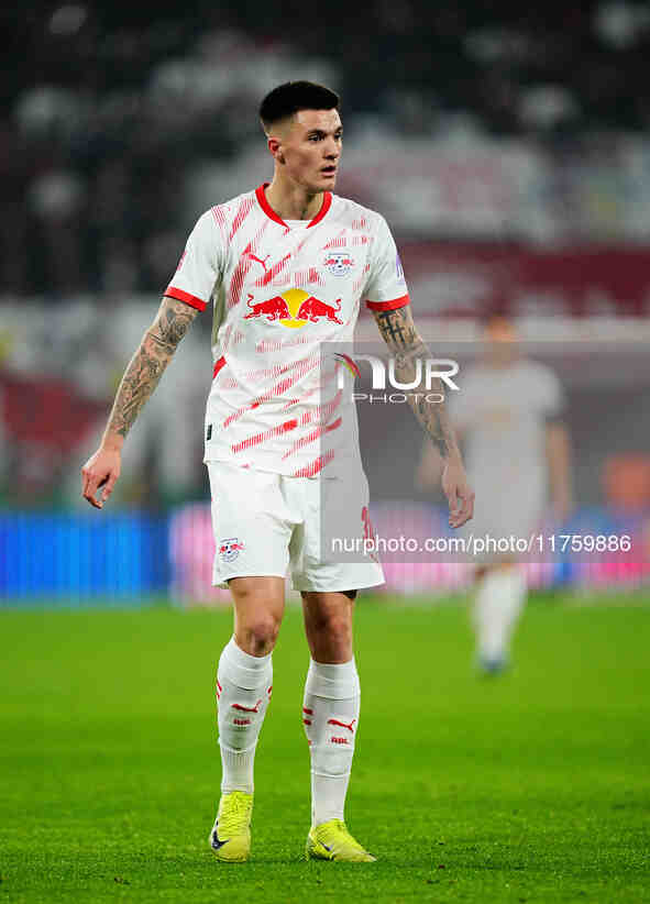 Benjamin Sesko of Leipzig  looks on during the Bundesliga match between RB Leipzig and Borussia Mönchengladbach at Red Bull arena, Leipzig,...