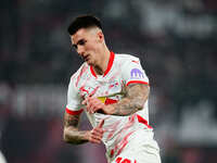 Benjamin Sesko of Leipzig  looks on during the Bundesliga match between RB Leipzig and Borussia Mönchengladbach at Red Bull arena, Leipzig,...