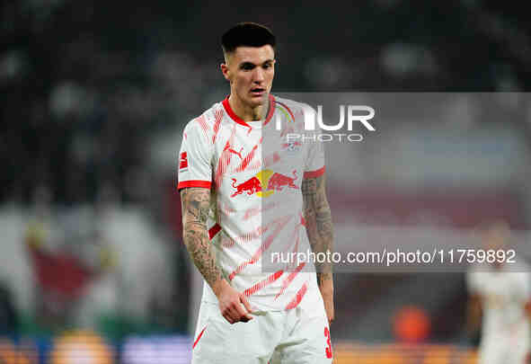 Benjamin Sesko of Leipzig  looks on during the Bundesliga match between RB Leipzig and Borussia Mönchengladbach at Red Bull arena, Leipzig,...