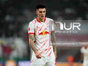 Benjamin Sesko of Leipzig  looks on during the Bundesliga match between RB Leipzig and Borussia Mönchengladbach at Red Bull arena, Leipzig,...