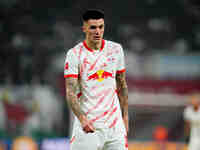 Benjamin Sesko of Leipzig  looks on during the Bundesliga match between RB Leipzig and Borussia Mönchengladbach at Red Bull arena, Leipzig,...