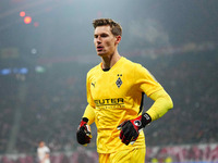 Moritz Nicolas of Borussia Monchengladbach  looks on during the Bundesliga match between RB Leipzig and Borussia Mönchengladbach at Red Bull...