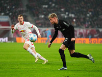 Robin Hack of Borussia Monchengladbach  controls the ball during the Bundesliga match between RB Leipzig and Borussia Mönchengladbach at Red...