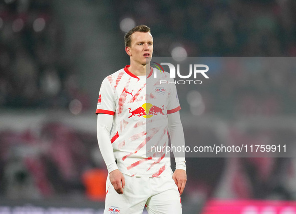 Lukas Klostermann of Leipzig  looks on during the Bundesliga match between RB Leipzig and Borussia Mönchengladbach at Red Bull arena, Leipzi...