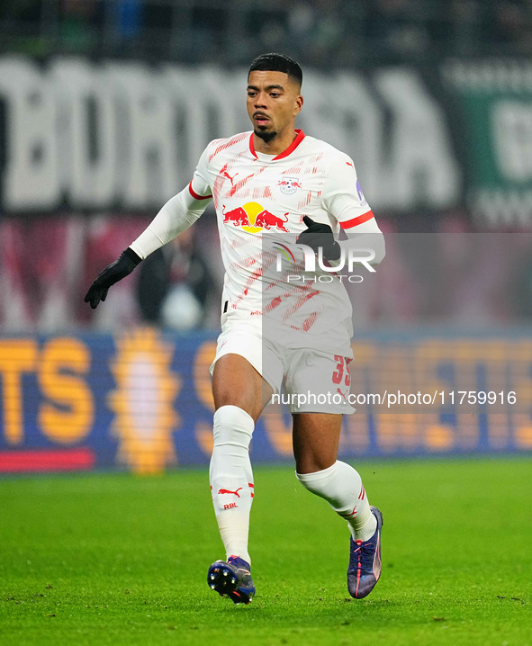 Benjamin Henrichs of Leipzig  looks on during the Bundesliga match between RB Leipzig and Borussia Mönchengladbach at Red Bull arena, Leipzi...