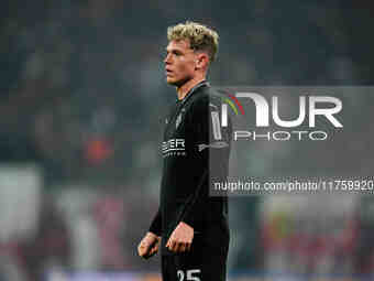 Robin Hack of Borussia Monchengladbach  looks on during the Bundesliga match between RB Leipzig and Borussia Mönchengladbach at Red Bull are...