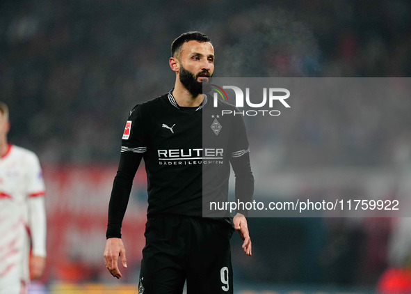 Franck Honorat of Borussia Monchengladbach  looks on during the Bundesliga match between RB Leipzig and Borussia Mönchengladbach at Red Bull...