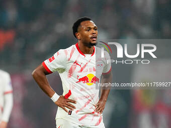 Lois Openda of Leipzig  looks on during the Bundesliga match between RB Leipzig and Borussia Mönchengladbach at Red Bull arena, Leipzig, Ger...