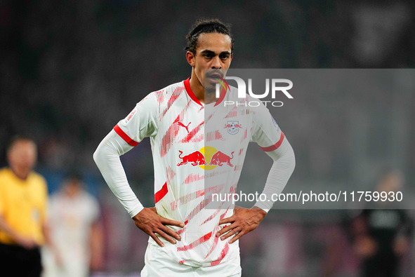 Yussuf Poulsen of Leipzig  looks on during the Bundesliga match between RB Leipzig and Borussia Mönchengladbach at Red Bull arena, Leipzig,...