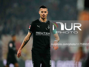 Julian Weigl of Borussia Monchengladbach  looks on during the Bundesliga match between RB Leipzig and Borussia Mönchengladbach at Red Bull a...