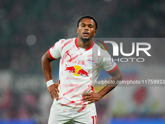 Lois Openda of Leipzig  looks on during the Bundesliga match between RB Leipzig and Borussia Mönchengladbach at Red Bull arena, Leipzig, Ger...