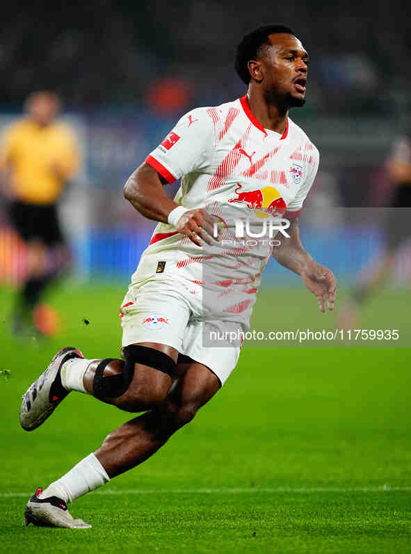 Lois Openda of Leipzig  looks on during the Bundesliga match between RB Leipzig and Borussia Mönchengladbach at Red Bull arena, Leipzig, Ger...