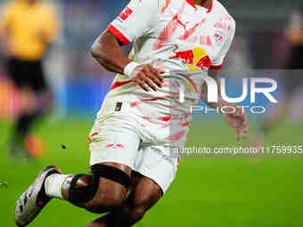 Lois Openda of Leipzig  looks on during the Bundesliga match between RB Leipzig and Borussia Mönchengladbach at Red Bull arena, Leipzig, Ger...