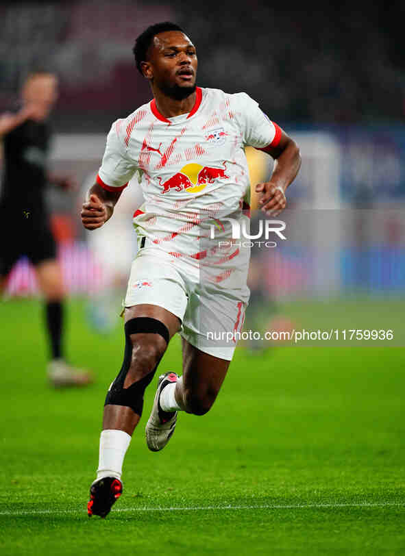 Lois Openda of Leipzig  looks on during the Bundesliga match between RB Leipzig and Borussia Mönchengladbach at Red Bull arena, Leipzig, Ger...