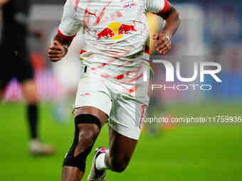 Lois Openda of Leipzig  looks on during the Bundesliga match between RB Leipzig and Borussia Mönchengladbach at Red Bull arena, Leipzig, Ger...