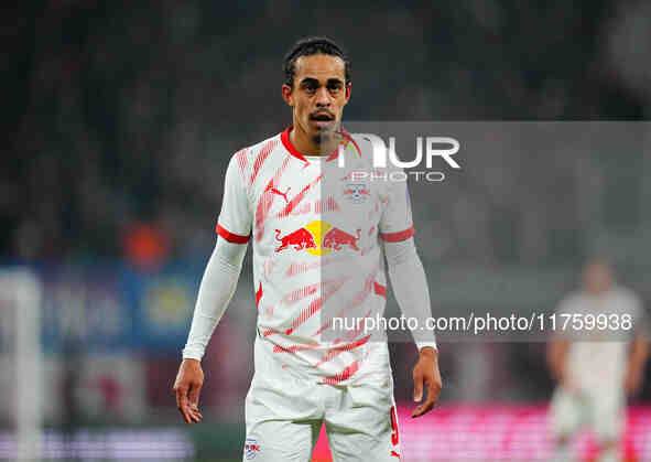 Yussuf Poulsen of Leipzig  looks on during the Bundesliga match between RB Leipzig and Borussia Mönchengladbach at Red Bull arena, Leipzig,...