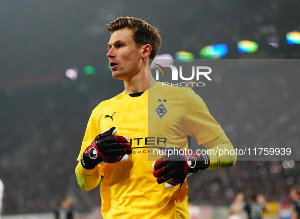 Moritz Nicolas of Borussia Monchengladbach  looks on during the Bundesliga match between RB Leipzig and Borussia Mönchengladbach at Red Bull...