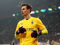 Moritz Nicolas of Borussia Monchengladbach  looks on during the Bundesliga match between RB Leipzig and Borussia Mönchengladbach at Red Bull...