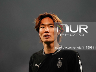 Ko Itakura of Borussia Monchengladbach  looks on during the Bundesliga match between RB Leipzig and Borussia Mönchengladbach at Red Bull are...