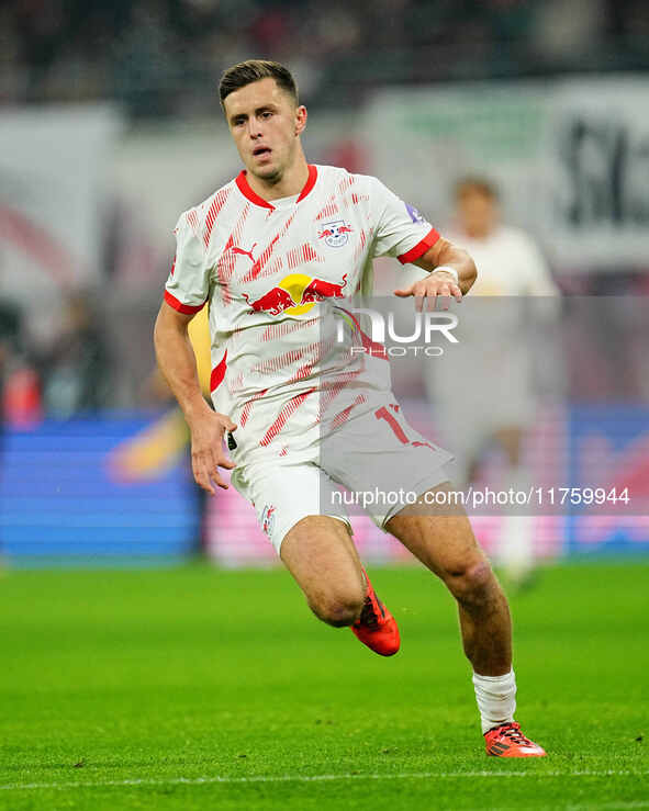 Christoph Baumgartner of Leipzig  looks on during the Bundesliga match between RB Leipzig and Borussia Mönchengladbach at Red Bull arena, Le...