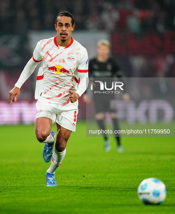 Yussuf Poulsen of Leipzig  controls the ball during the Bundesliga match between RB Leipzig and Borussia Mönchengladbach at Red Bull arena,...