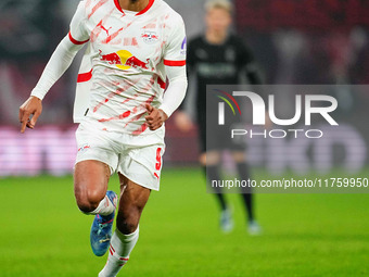 Yussuf Poulsen of Leipzig  controls the ball during the Bundesliga match between RB Leipzig and Borussia Mönchengladbach at Red Bull arena,...