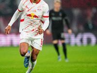 Yussuf Poulsen of Leipzig  controls the ball during the Bundesliga match between RB Leipzig and Borussia Mönchengladbach at Red Bull arena,...