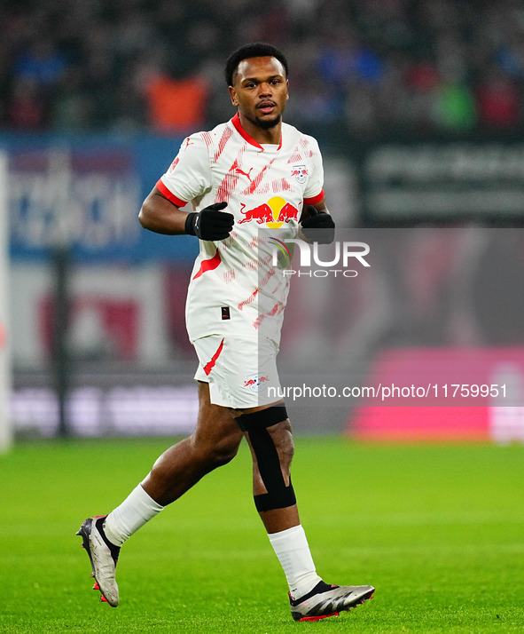 Lois Openda of Leipzig  looks on during the Bundesliga match between RB Leipzig and Borussia Mönchengladbach at Red Bull arena, Leipzig, Ger...